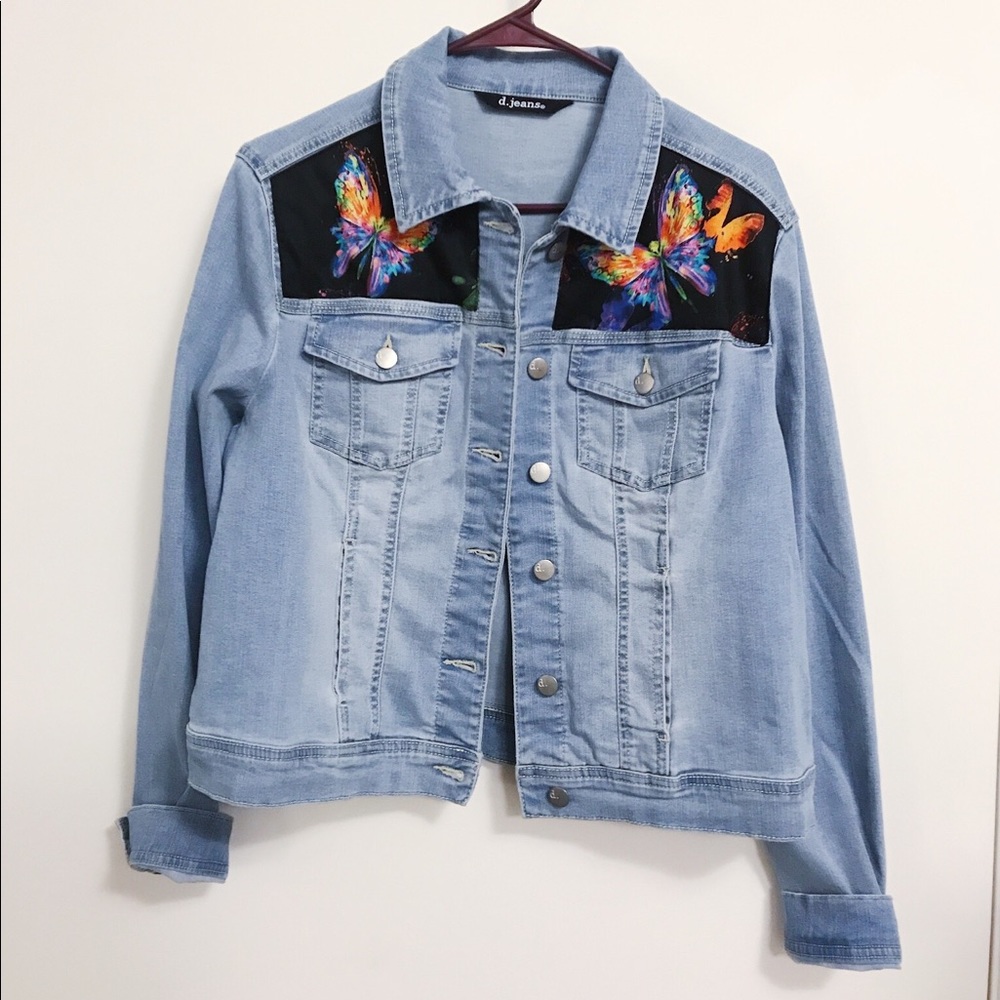 Custom Handmade Jean Jkt - “Mad for Butterflies”